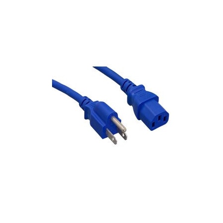 Cable Wholesale Computer / Monitor Power Cord, Blue, NEMA 5-15P to C13, 18AWG, 10 Amp, 4 foot 10W1-01204BL
